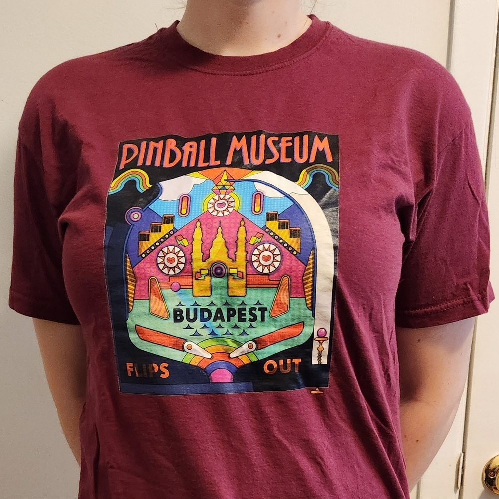 Pinball Museum Budapest Graphic Tee - Burgundy Size M